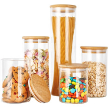 500ml 650ml 720ml 750ml 1000ml Borosilicate aritight Glass Kitchen Food Storage Container Jar with Sealed Bamboo Lid